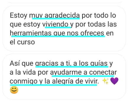 Mensaje de alumna: gracias por ayudarme a conectar conmigo y la alegría de vivir