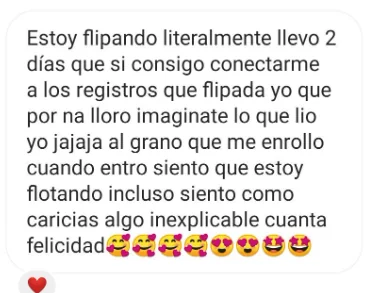 Mensaje de alumna: estoy flipando, cuando entro siento que estoy flotando