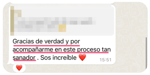 Mensaje de alumna: gracias por acompañarme en este proceso tan sanador